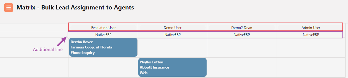 Matrix timeline with secondary field example