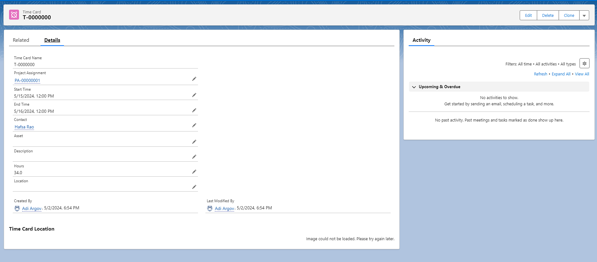 Creating New Timesheet