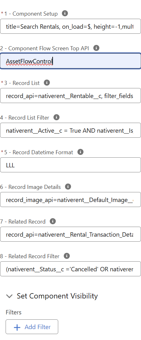 Native Search Records component properties in Lightning App Builder